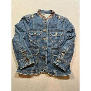 DKNY JEANS Jean Jacket Womens Small Blue Denim Pockets Button Long Sleeve Ladies